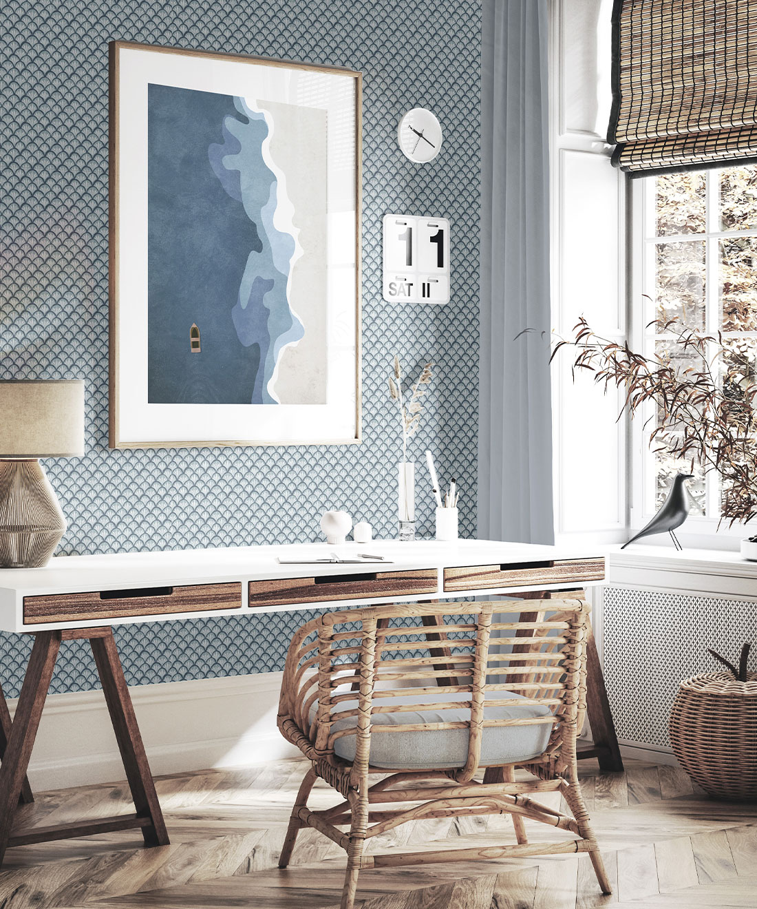 Moon Waves Wallpaper • Lake Blue • Insitu