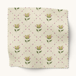 Gray Benko Fabric Collection - Tiny Trellis - Colorway: Ivory Green - Swatch