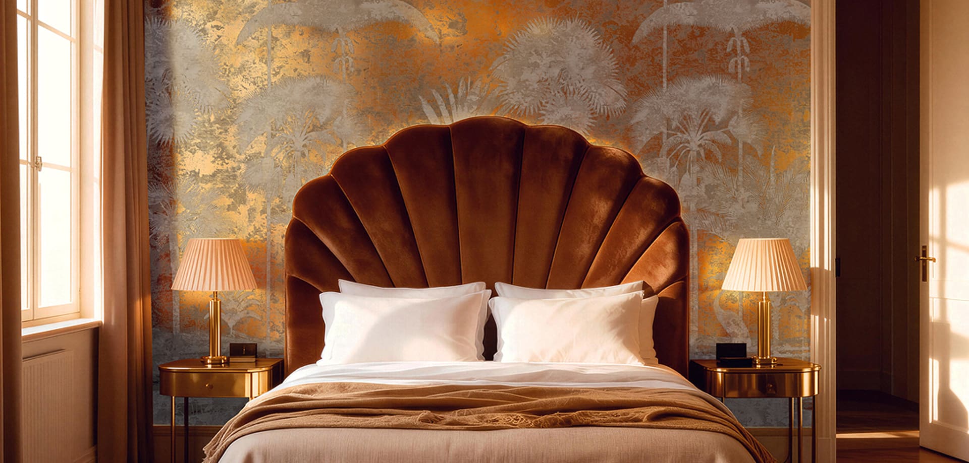 Shadow Palms Metallic Mural Wallpaper - Metallic Collection - Hero Image